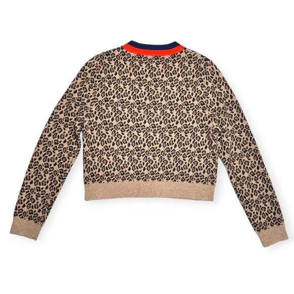 KULE Milo Leopard Cardigan Sweater SIZE XS Lambswool Cashmere Blend Tan Red - Picture 4 of 12